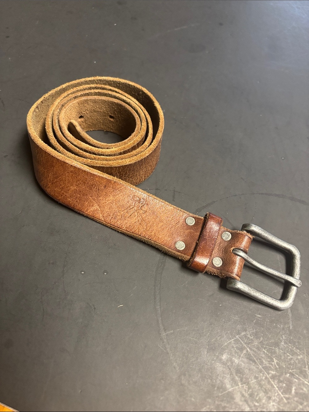 Y2K American Eagle Outfitters Brown Leather Belt with Metal Buckle